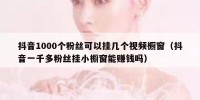 抖音1000个粉丝可以挂几个视频橱窗（抖音一千多粉丝挂小橱窗能赚钱吗）