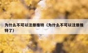 为什么不可以注册推特（为什么不可以注册推特了）