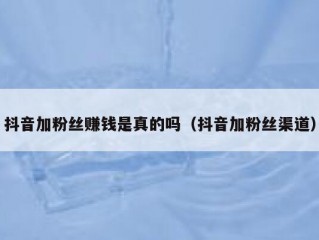 抖音加粉丝赚钱是真的吗（抖音加粉丝渠道）
