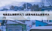 电商怎么做新手入门（闲鱼电商怎么做新手入门）