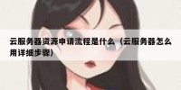 云服务器资源申请流程是什么（云服务器怎么用详细步骤）