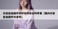 抖音能加国外的好友吗安全吗苹果（国内抖音能加国外抖音吗）