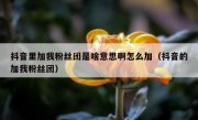 抖音里加我粉丝团是啥意思啊怎么加（抖音的加我粉丝团）