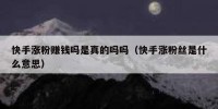 快手涨粉赚钱吗是真的吗吗（快手涨粉丝是什么意思）