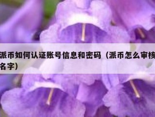 派币如何认证账号信息和密码（派币怎么审核名字）