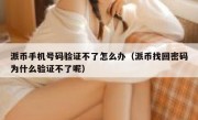 派币手机号码验证不了怎么办（派币找回密码为什么验证不了呢）