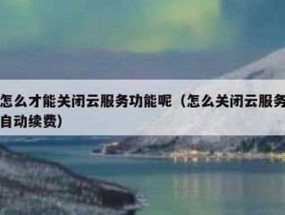 怎么才能关闭云服务功能呢（怎么关闭云服务自动续费）