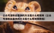 公众号涨粉丝最快的方法是什么呢视频（公众号涨粉丝最快的方法是什么呢视频教程）