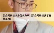 公众号粉丝太少怎么办啊（公众号粉丝多了有什么用）