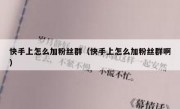 快手上怎么加粉丝群（快手上怎么加粉丝群啊）