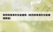 如何利用海外抖音赚钱（如何利用海外抖音赚钱教程）