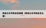 微信公众号粉丝在哪看（微信公众号粉丝怎么看）