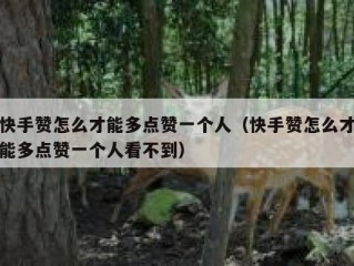 快手赞怎么才能多点赞一个人（快手赞怎么才能多点赞一个人看不到）