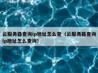 云服务器查询ip地址怎么查（云服务器查询ip地址怎么查询）