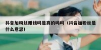 抖音加粉丝赚钱吗是真的吗吗（抖音加粉丝是什么意思）