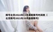限号北京2022年11月最新限号时间表（北京限号2021年10月最新限号）