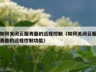 如何关闭云服务器的远程控制（如何关闭云服务器的远程控制功能）
