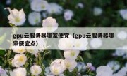 gpu云服务器哪家便宜（gpu云服务器哪家便宜点）