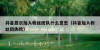 抖音显示加入粉丝团队什么意思（抖音加入粉丝团失败）