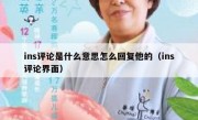 ins评论是什么意思怎么回复他的（ins评论界面）
