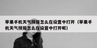 苹果手机天气预报怎么在设置中打开（苹果手机天气预报怎么在设置中打开呢）
