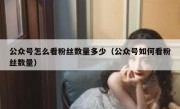 公众号怎么看粉丝数量多少（公众号如何看粉丝数量）