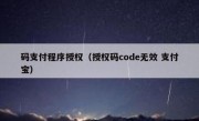 码支付程序授权（授权码code无效 支付宝）