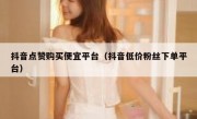 抖音点赞购买便宜平台（抖音低价粉丝下单平台）