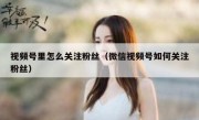 视频号里怎么关注粉丝（微信视频号如何关注粉丝）