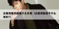 云服务器到底是什么东西（云服务器是干什么用的?）