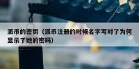 派币的密钥（派币注册的时候名字写对了为何显示了她的密码）
