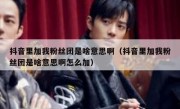 抖音里加我粉丝团是啥意思啊（抖音里加我粉丝团是啥意思啊怎么加）
