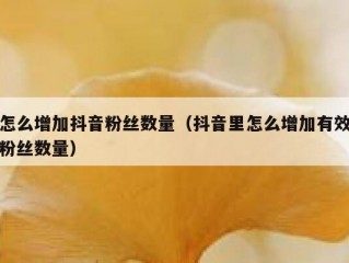 怎么增加抖音粉丝数量（抖音里怎么增加有效粉丝数量）