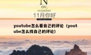 youtube怎么看自己的评论（youtube怎么找自己的评论）