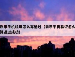 派币手机验证怎么算通过（派币手机验证怎么算通过成功）