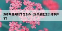 派币项目失败了怎么办（派币最近怎么打不开了）
