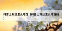 抖音上粉丝怎么增加（抖音上粉丝怎么增加的）