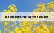 公众号加微信能干嘛（通过公众号加微信）