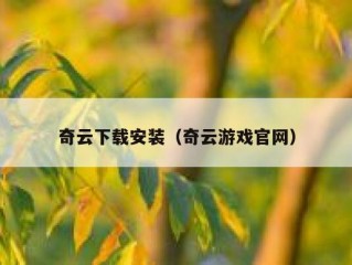 奇云下载安装（奇云游戏官网）