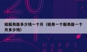 租服务器多少钱一个月（租用一个服务器一个月多少钱）