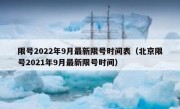 限号2022年9月最新限号时间表（北京限号2021年9月最新限号时间）