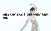 推特怎么推广推文内容（推特如何推广自己的推文）