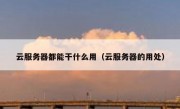 云服务器都能干什么用（云服务器的用处）