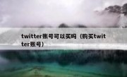 twitter账号可以买吗（购买twitter账号）