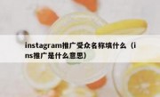 instagram推广受众名称填什么（ins推广是什么意思）