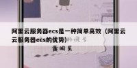 阿里云服务器ecs是一种简单高效（阿里云云服务器ecs的优势）