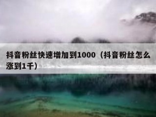 抖音粉丝快速增加到1000（抖音粉丝怎么涨到1千）