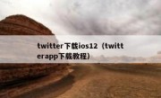twitter下载ios12（twitterapp下载教程）