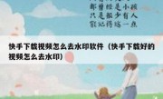 快手下载视频怎么去水印软件（快手下载好的视频怎么去水印）