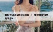 如何快速涨到1000粉丝（一发就会被秒赞的句子）